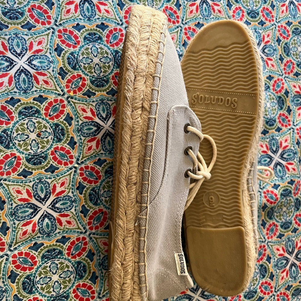 Soludos Tan Espadrille Shoes with Mint Interior